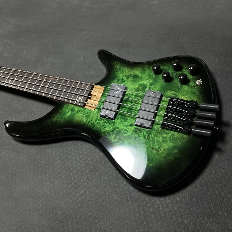 Wholesale Custom Roasted Maple Quilted Maple mini 4 strings guitare electrique bass Headless electric Bass Guitar for sale