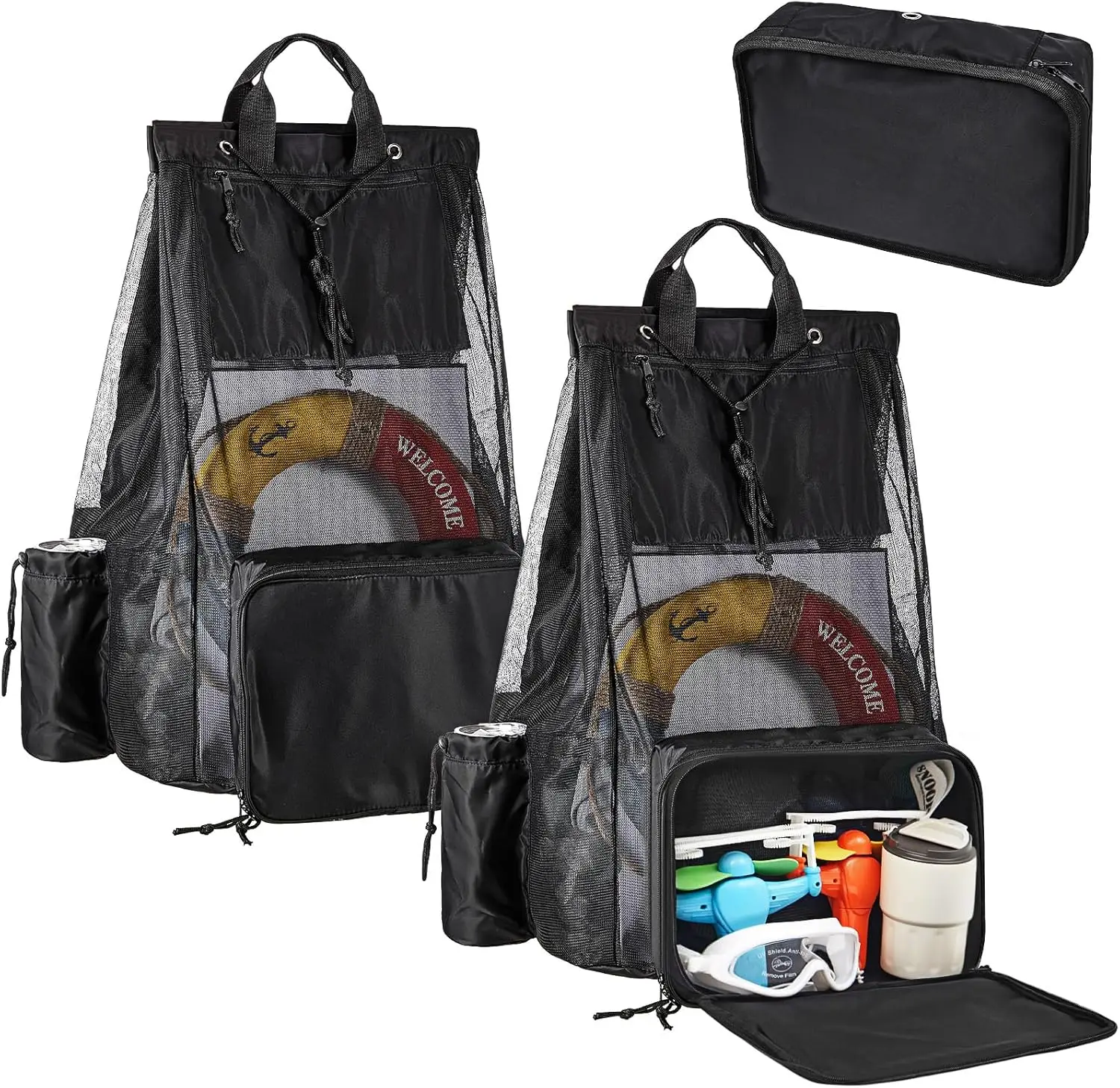 Black Extra Large Mesh Scuba Dive Backpack for Workout Women Men Travel Hold Mask Snorkel Fins Wetsuit Equipment