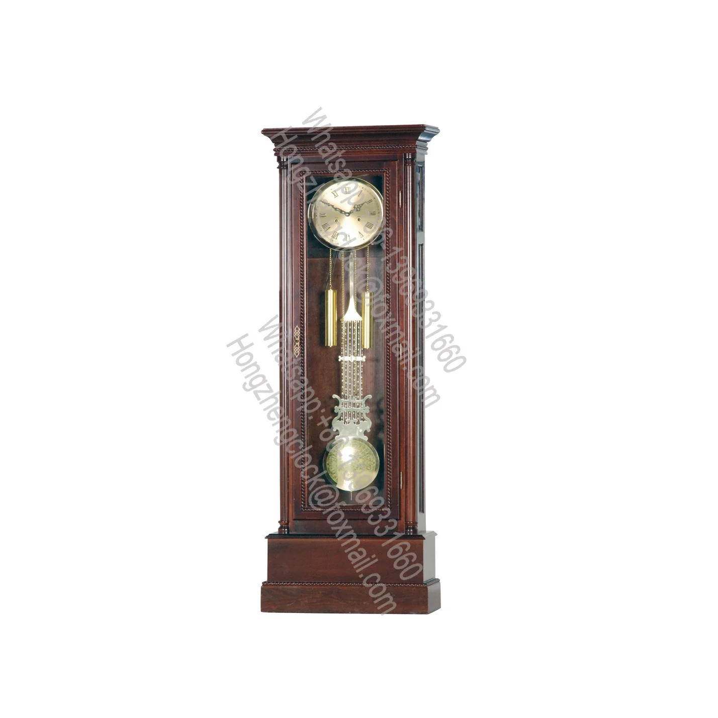 Antique look Westminster chimes  Floor Pendulum Grandfather Clock elegant timepiece traditional design Dark Chestnut finish
