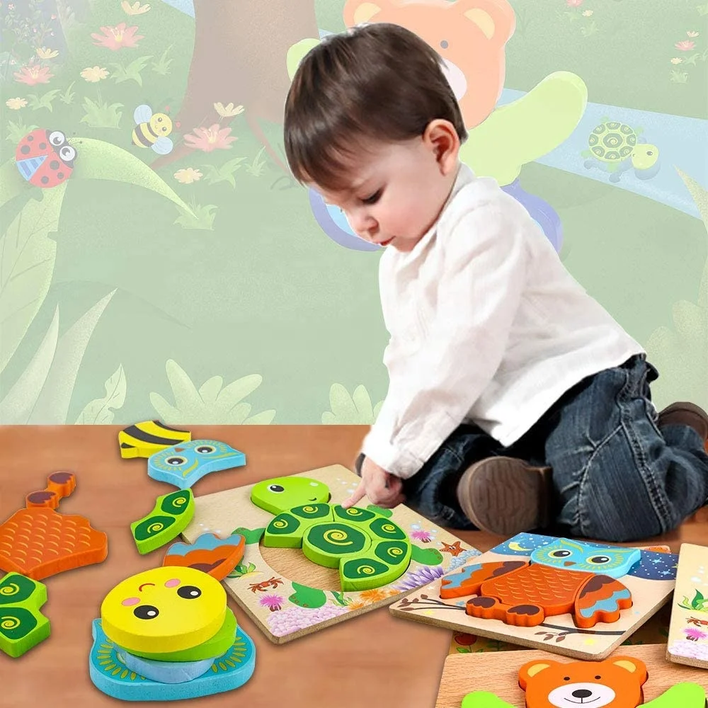 Wooden Toddler Jigsaw Puzzles for Kids Baby Brain Development