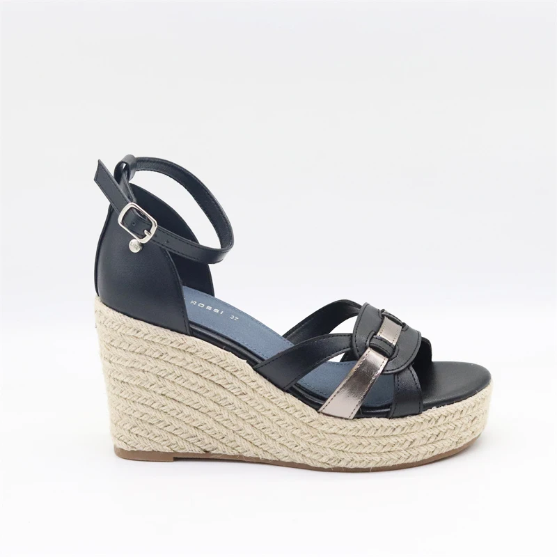 wholesale customized jute outsoles wedge shoes espadrilles sexy low heel wedge shoes pu women shoes sandals ladies