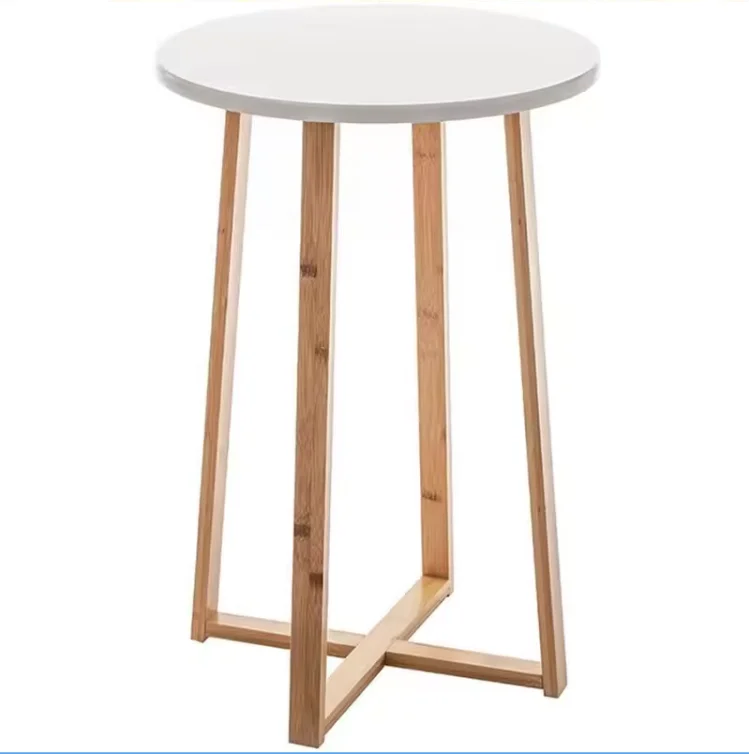 Cheap modern wood space saving small round side coffee table designs bamboo nordic white coffee bar table decor living room