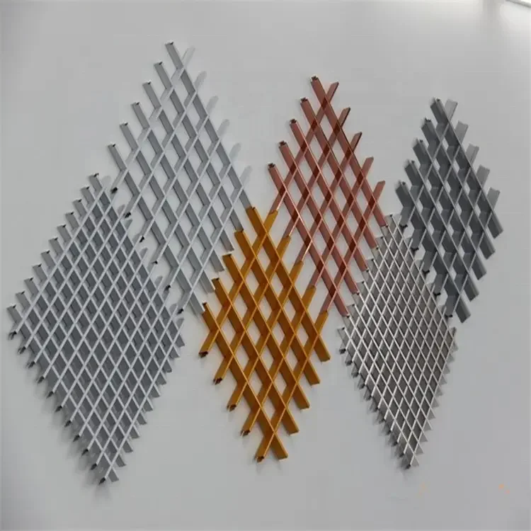Suspended Aluminum Grid Ceiling Panel Fireproof Metal Slat Aluminum Grille Ceiling Pop False Ceiling Design for Hall Home Mall
