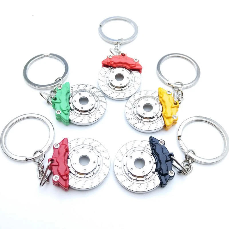 Creative Mini Car Automobile parts Metal Keychain Turbo Gear Hub Brake Disc Shock Absorber Keyring