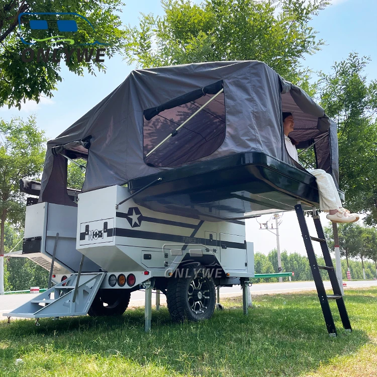 ONLYWE mini aluminum lightweight off road foldable roof top tent camper trailer australian standards small rv offroad caravan