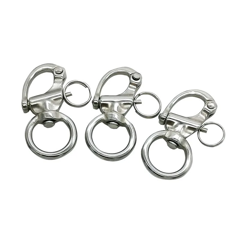 Marine Stainless Quick Released Round Eye Swivel Snap Shackle for Sailboat Spinnaker Halyard &Diving