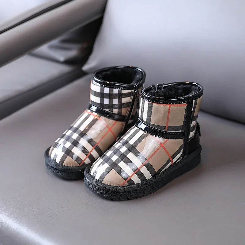 Children Snow Boots Boys Girls Winter Faux Fur Zip Ankle High Footwear Toddler Little Big Kid Warm School Brand Walking Shoes