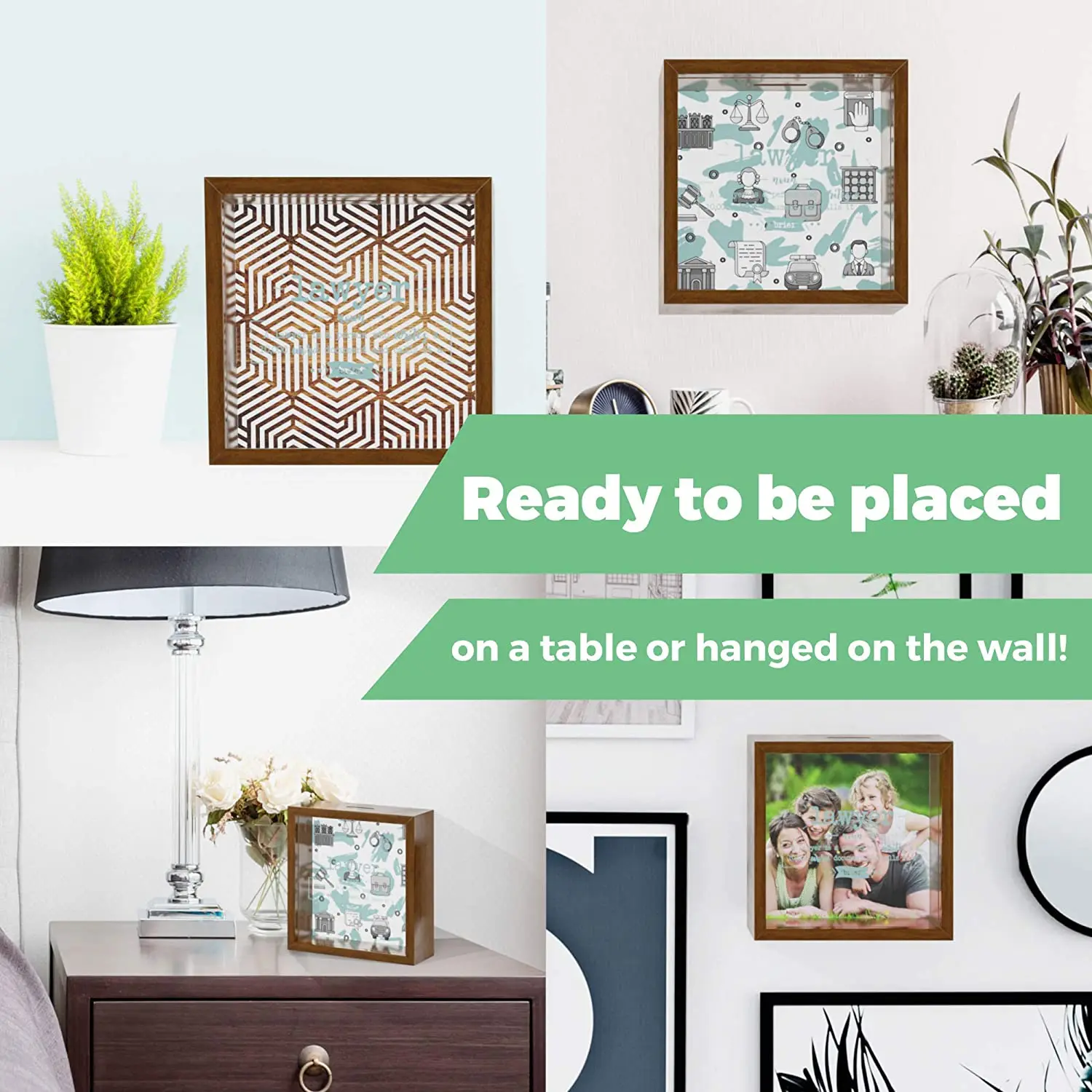 6x6x2 Wooden Shadow Box with Glass Front | Wood Keepsake Frame for Attorney Men & Women | Future Lawyer Gift