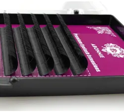 Abonnie Faux Mink Pbt Fiber Individual Eyelash Extensions Dark Matte Cashmere Lash Trays Dark Lash Extensions