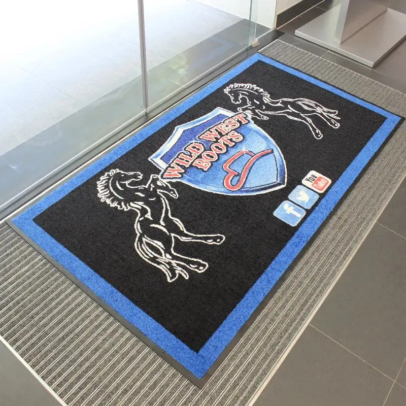 Jet Print Nitrile Rubber Nylon Rubber Backed Logo Mats