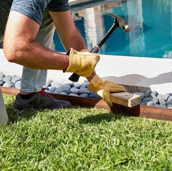 Outdoor garden border corten steel metal edging for landscaping herb garden window box flower bed trough rectangle