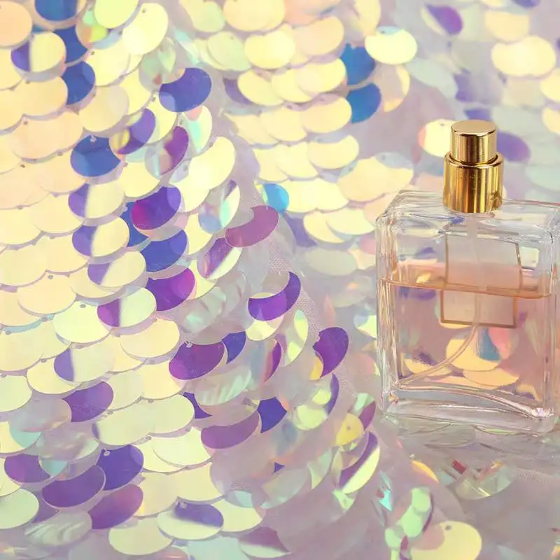 18mm big colorful mermaid fish scale sequin tulle fabric for party dress