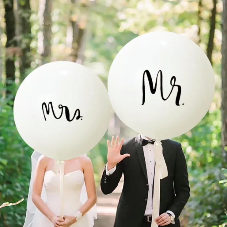 Большой размер 36 дюймов Свадебный круглый белый латексный шар «mr & mrs» реквизит для фото украшение вечеринки свадьбы Гелиевый