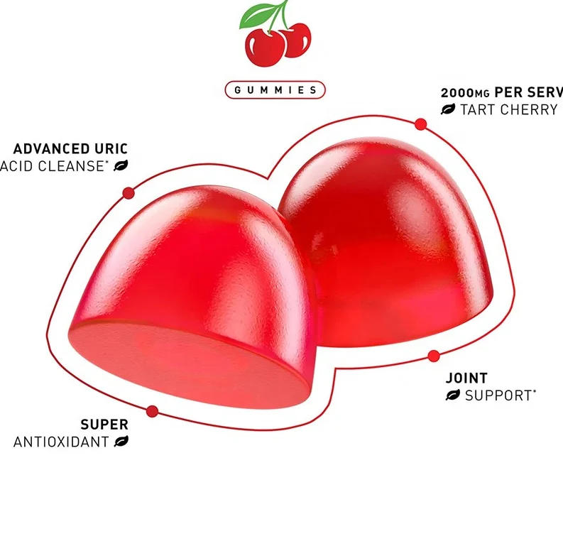 Private label Healthcare Supplement Gummies Acai Berry Powder Tart Cherry Gummies For Uric Acid Cleanse