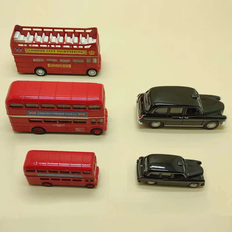 Customized Logo Souvenirs Set Alloy Friction Diecast Toy Vehicles London Bus Taxi Open Door Back Toy Car Model For Kids