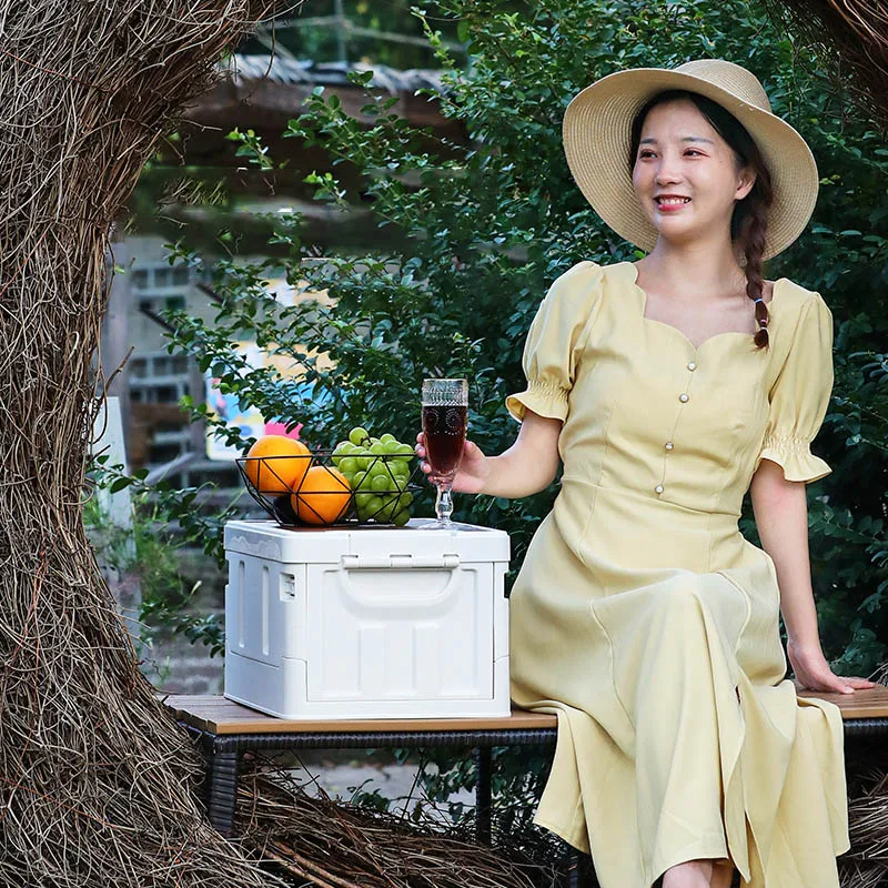 Folding Collapsible Storage Box Plastic Foldable Bins Stackable Container Basket Tool Trunk Organizer Clear Camping