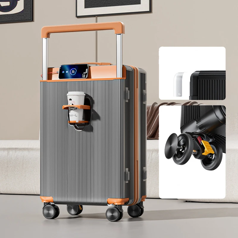 Stylish Aluminum Metal Suitcase with Wide Trolley Best Travel Business Luggage Fashionable ABS+PC with Wheels