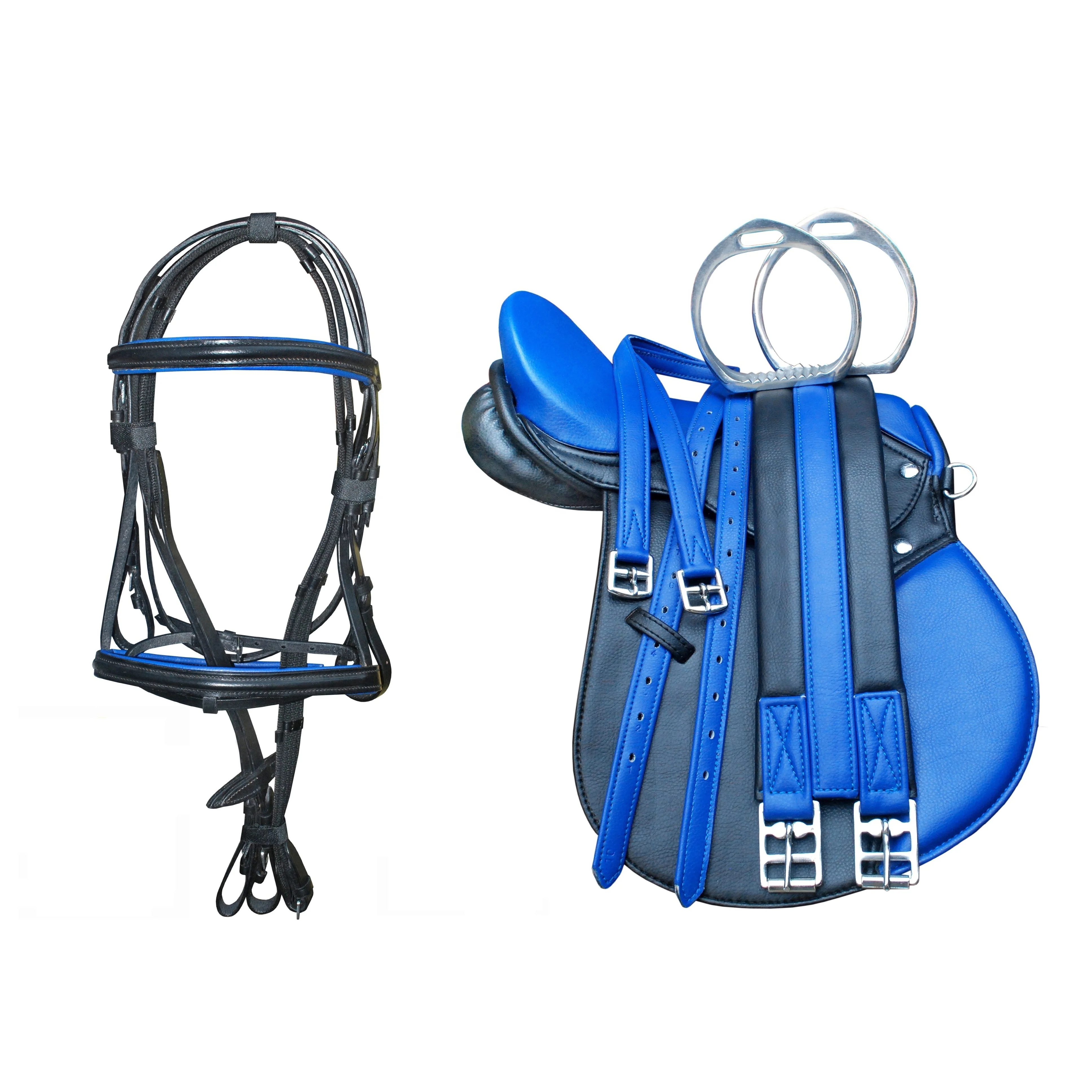 
Horse Riding Dressage Genuine Leather Saddle Set With Bridles 