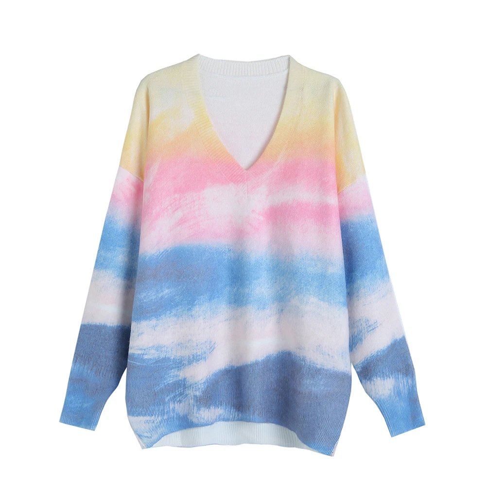 Горячая Распродажа, женские свитера разных стилей tie dye, новая Толстая Повседневная трикотажная одежда для осени и зимы