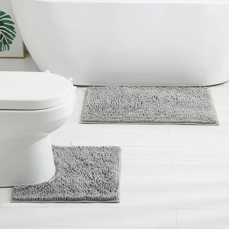  Water absorbent holt melt bottom chenille 2 piece bath mat