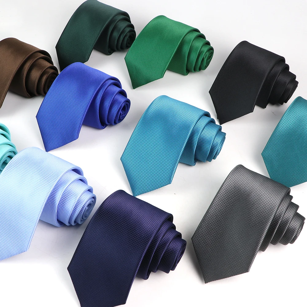 7cm Mens Business Tie Fashion Classic Skinny Fine Grid Necktie Wine Red Blue Pink Champagne Suit Cravat Wedding Party Accessory