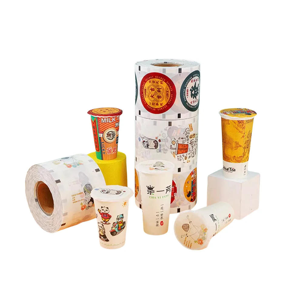 F9095-C Custom Logo Printed Boba Cup Sealing Films, Plastic Paper Material for Boba Cup Sealing Machines