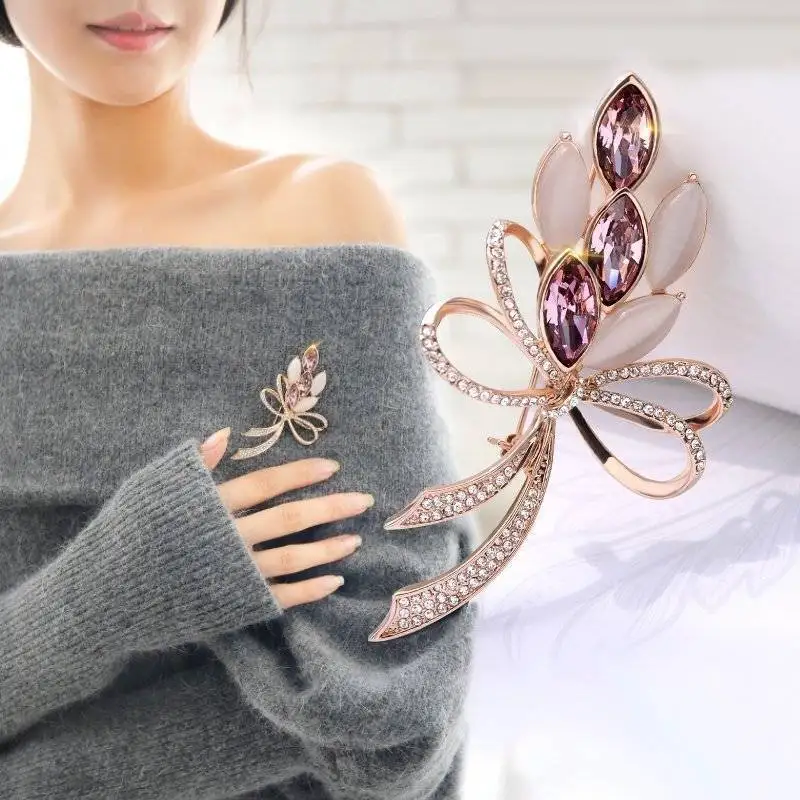 Jachon 2024 new style  diamond flower brooch personalized brooch for women fashion jewelry brooches