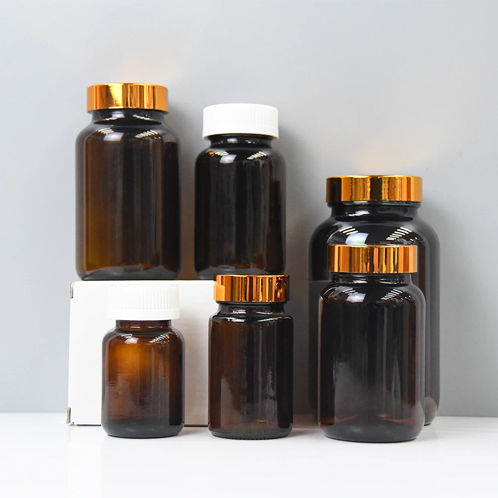 60ml 80ml 100ml 120ml 250ml 400ml  amber wide mouth vitamin glass bottles for pill tablet glass medicine bottle