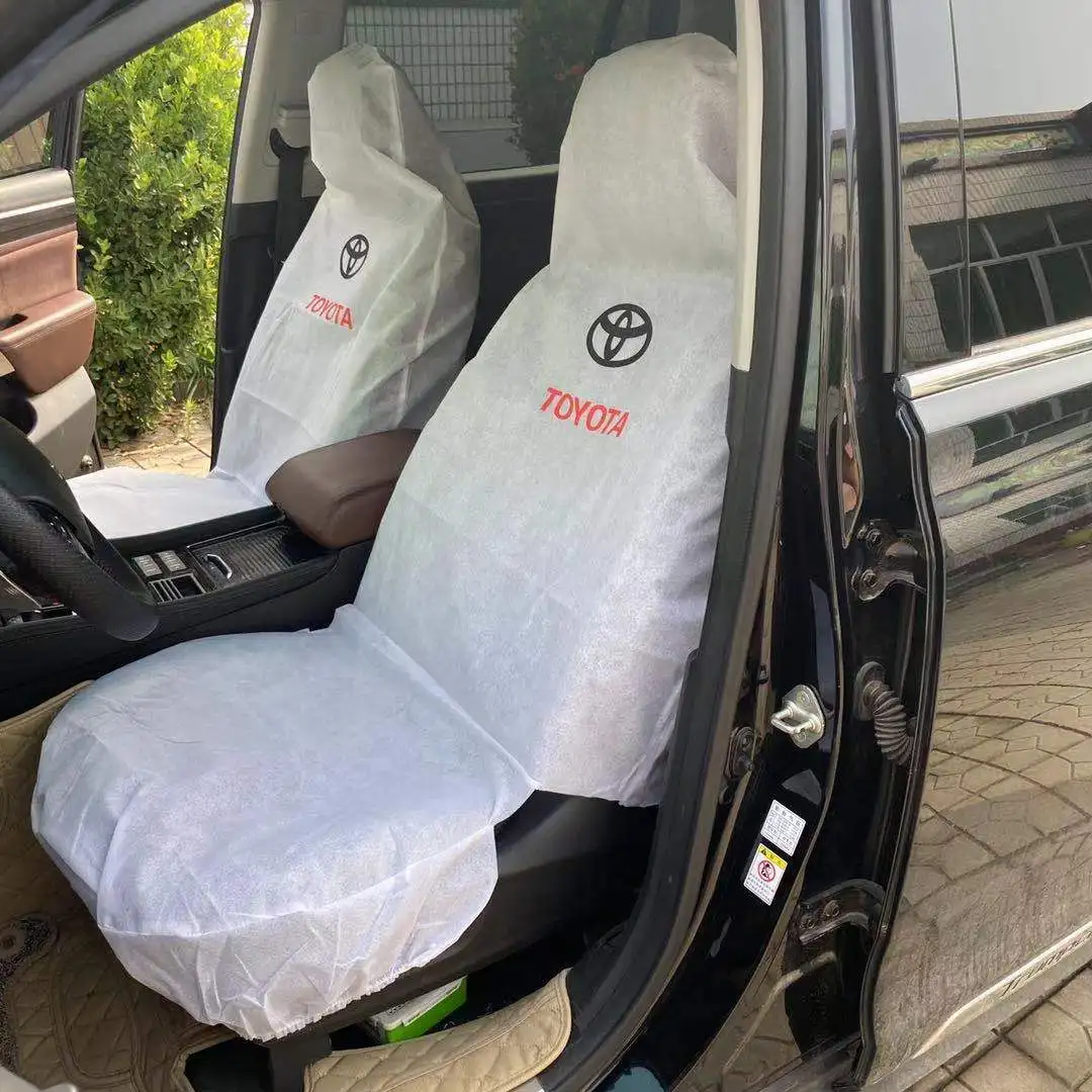 Customized Logo Protective Handbrake Steering Wheel Cover Universal PE Plastic Transparent 5 in 1 Set Disposable Car Seat Covers