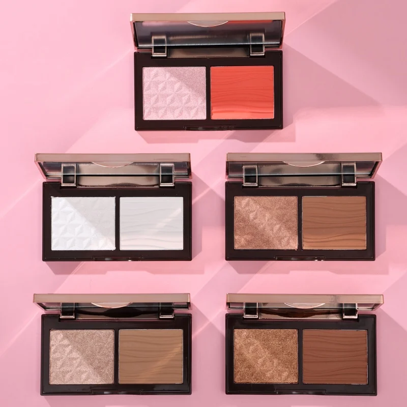 2 in 1 Versatile Talc-Free Face Powder Palette Highlighter Blush Contour Shade 3 Palette Private Label Eyeshadow Palette