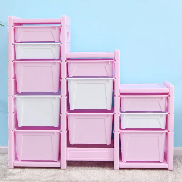 Kids Furniture Toy Shelf Children Indoor Kids Cabinet With Plastic Storage Box For Sale