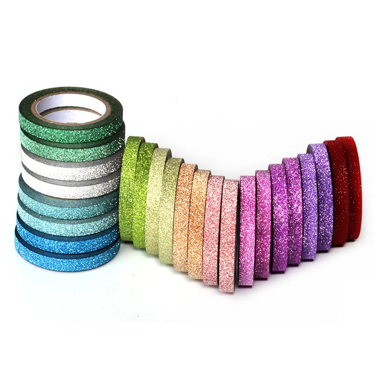 Multi Colored 5mm Glitter Washi Tape Set Masking Tape for DIY Crafts Scrapbooking Designs