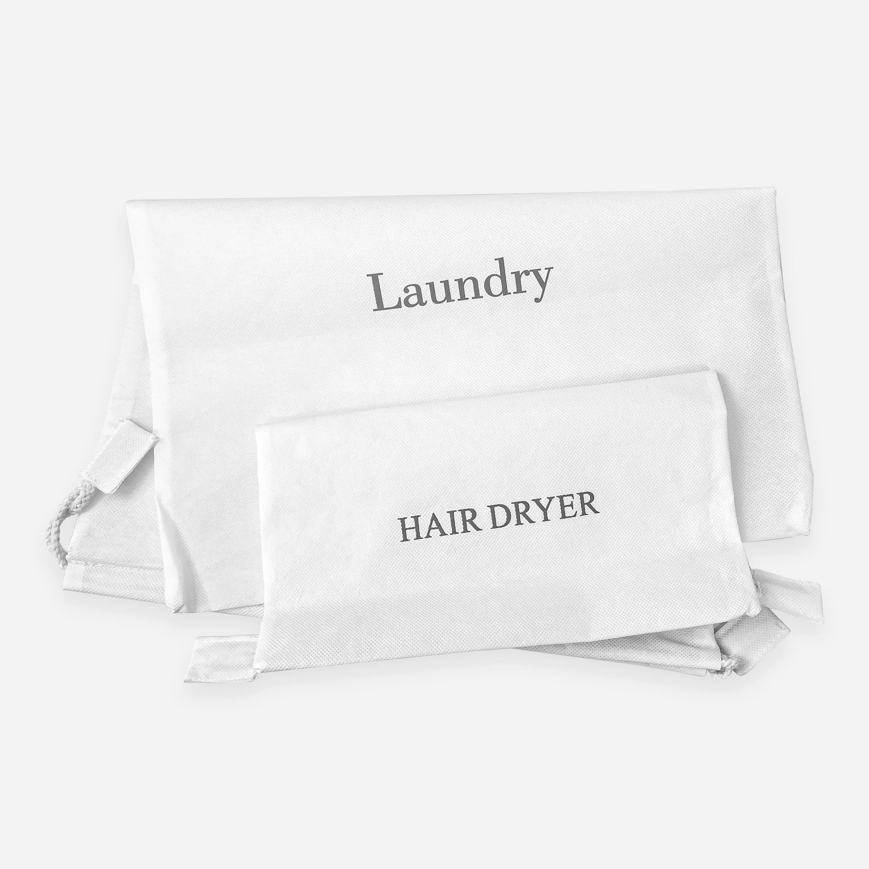 Latest Custom logo printed non woven drawstring bag eco nonwoven travel hotel laundry bag