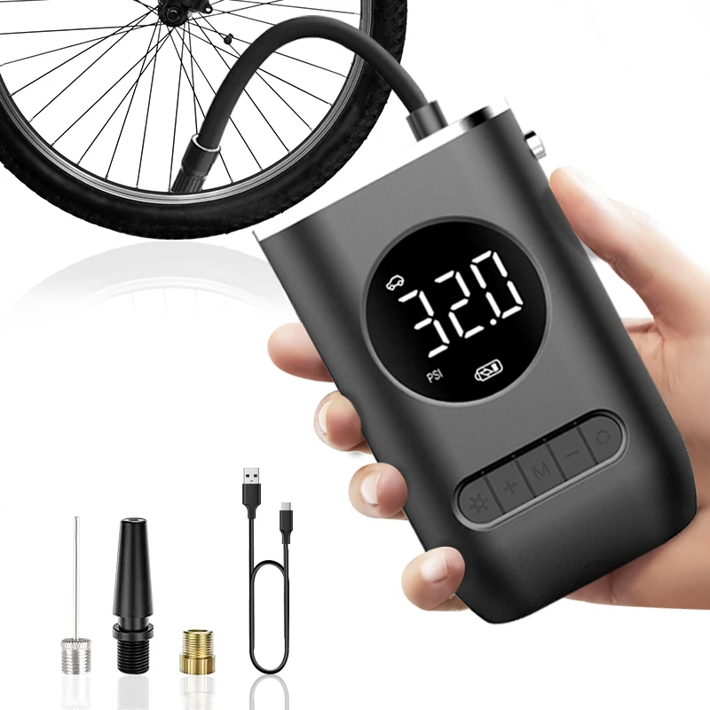 Car Motorcycle Bike Ball Air Pump Portable Electric Tire Inflator Pump 7.4V 150PSI Wireless Digital Display Air Compressor