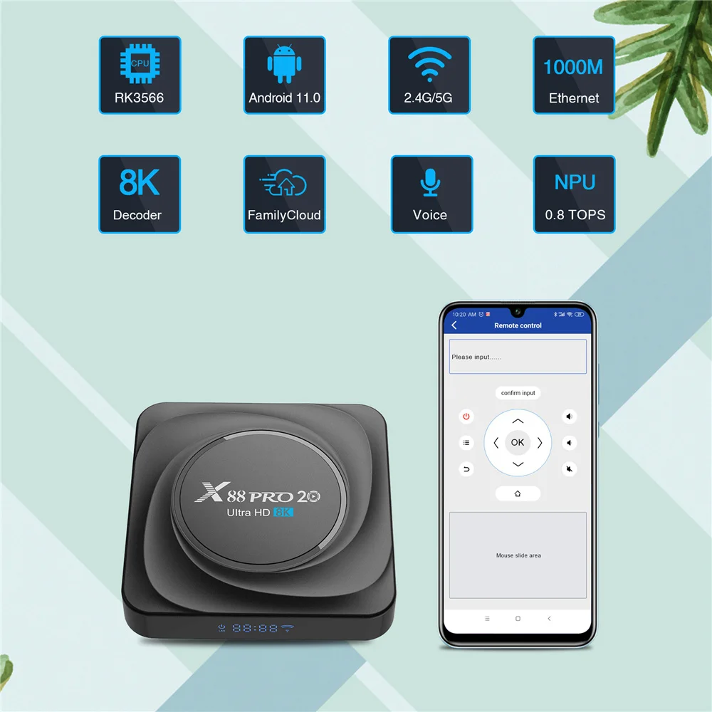 Новинка 2021 X88 Pro 20 RK3566 8K 8 ГБ ОЗУ 64 Гб 128 голосовой Android 11