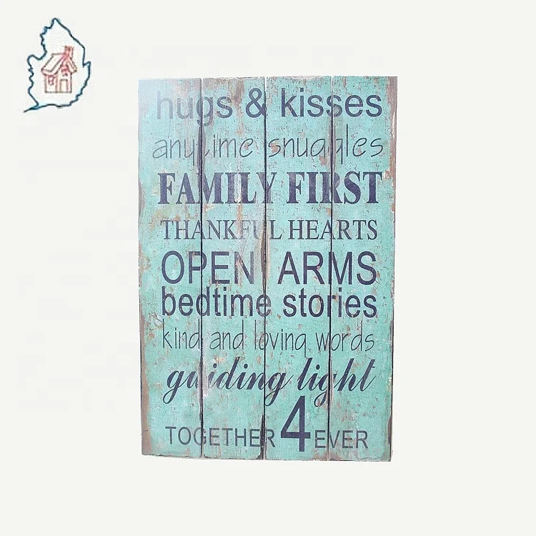 
Wooden Wall Retro Antique Pallet Slat Inspirational Plaque with quotes 