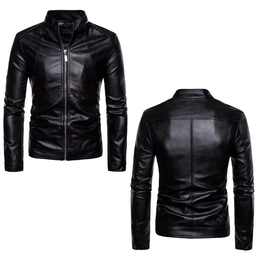 Custom Oem Classic Biker Jacket Motorcycle Pu Faux Leather Jacket for Mens blazer masculino slim fit Leather Coat