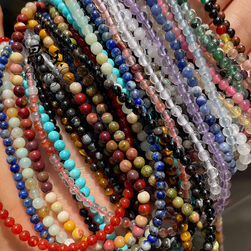 Wholesale 2mm 3mm Small Round Natural Stone Beads Amethyst Agate Crystal Beads For Bracelet Necklace Making
