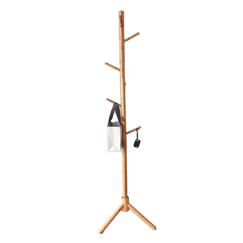 Bamboo made new design hall tree standing coat rack floor hanger