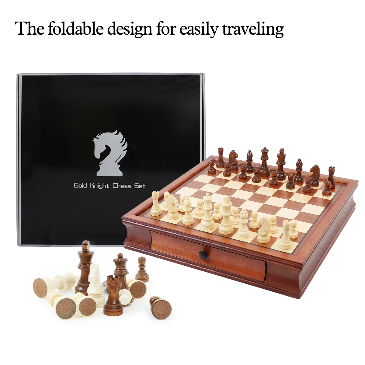 LEAP luxury chess table set 40*40*7.5cm Magnetic chess board 7.6cm 3inch King tall  34 staunton chess set pieces