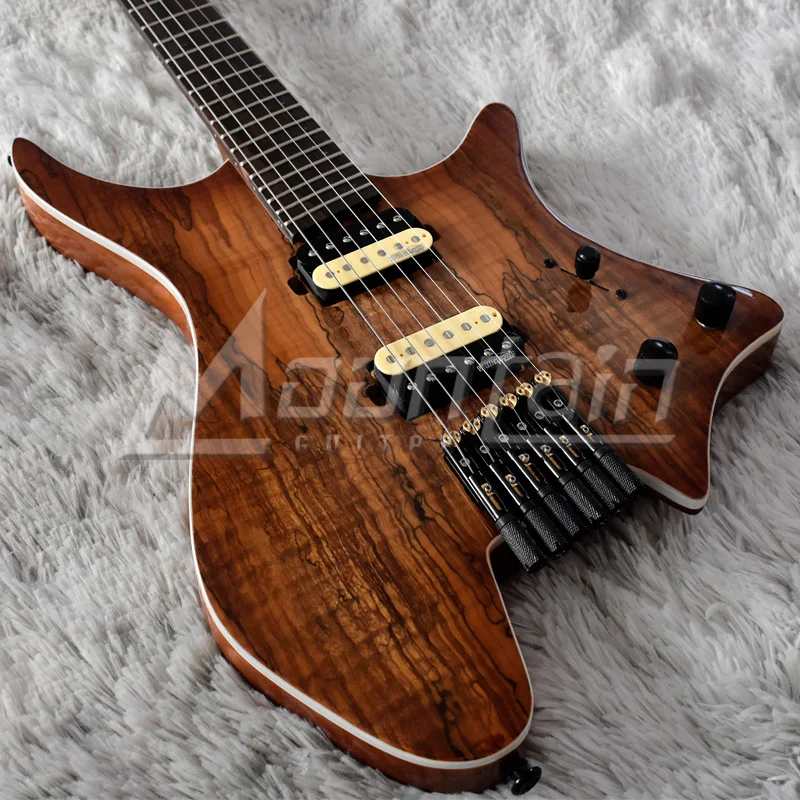 
High Quality 6 string headless guitar fanned fret electric guitar mahogany body 9 pieces roasted maple neck 
