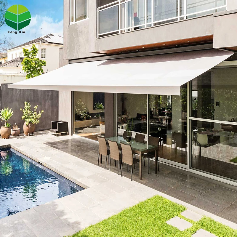  Fengxin Outdoor full cassette portable motorized aluminium waterproof retractable awnings for