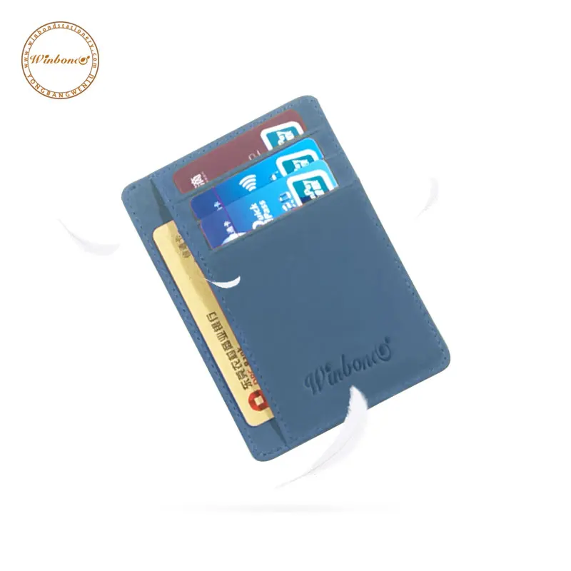 Business Travel Custom Luxury Women Men Small Size 3x4 Inches Wallet Playing Card Holder with Keychain Id Credit Cow Leather