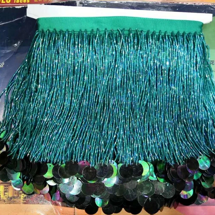 Factory Wholesale Handmade Delicate Glass beaded fringe Tassel Crystal Beaded Dress Tassel Fringe