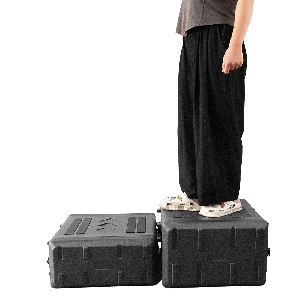 Microphone Sponge protection Flight case Hardware Stackable 390mm Depth 4U6U Explosion-proof Polypropylene Plastic Rack case