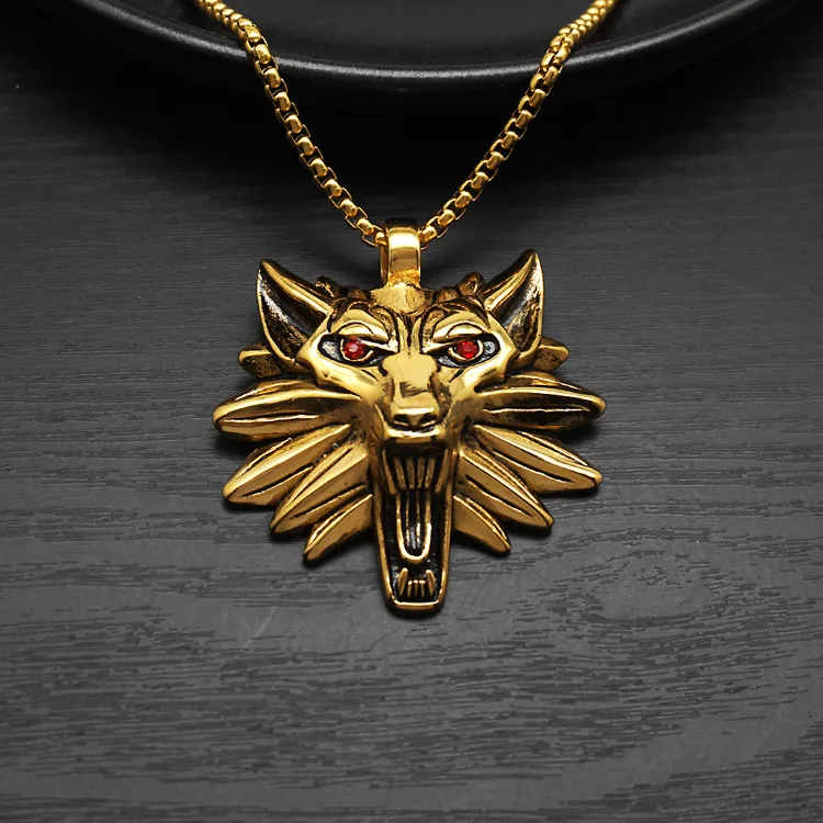 Hip Hop Bar Rock Animal Wolf Head Punk Pvd Stainless Steel Waterproof Pendant Fashion Jewelry Necklaces for Men Man Wholesale