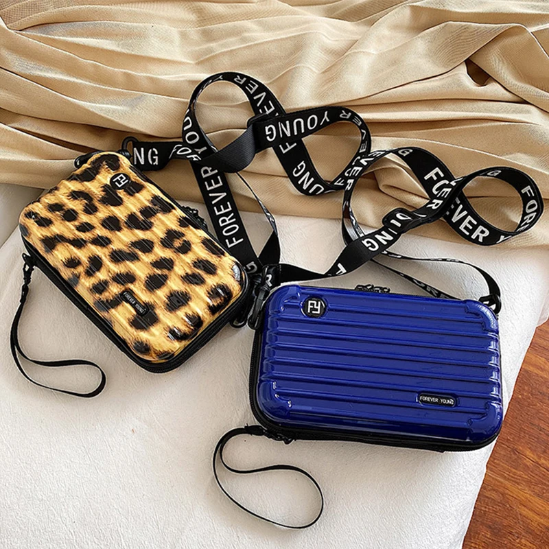 Hard Shell Suitcase 7 Inch Cosmetics Bag ABS PC Make Up Storage Handy Shoulder Square plate type Sling bag
