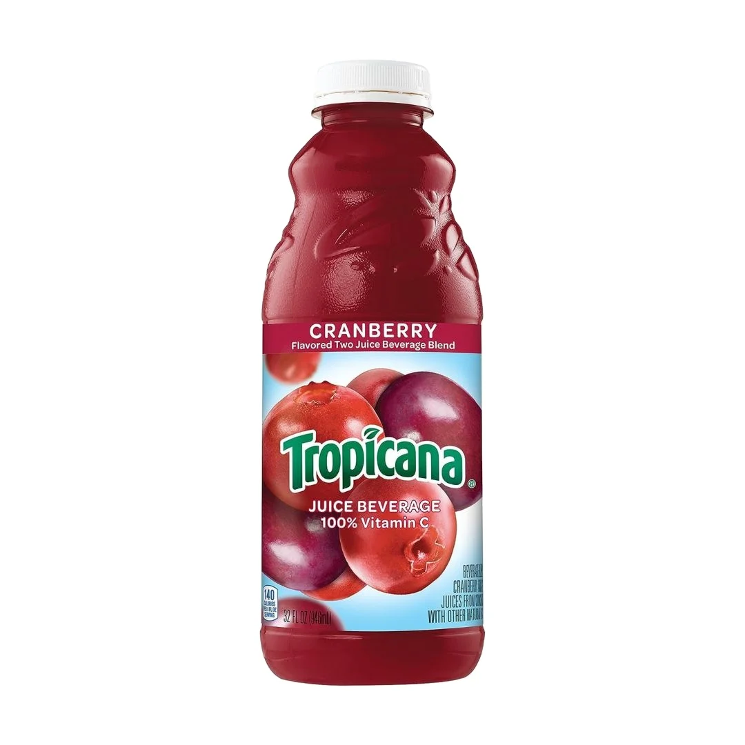 Tropicana Cranberry Juice Beverage 32 oz Plastic Bottles (Pack of 12)
