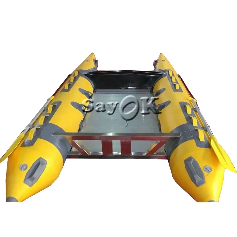 factory outlet yellow 430cm 6 persons inflatable catamaran racing high speed