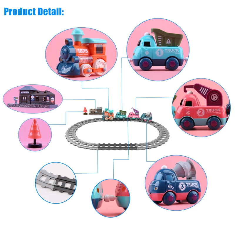 Battery Operated Railway Train Toys Car with Sound&Light Electric Train Tracks Locomotive Cars Educational Toys for Children